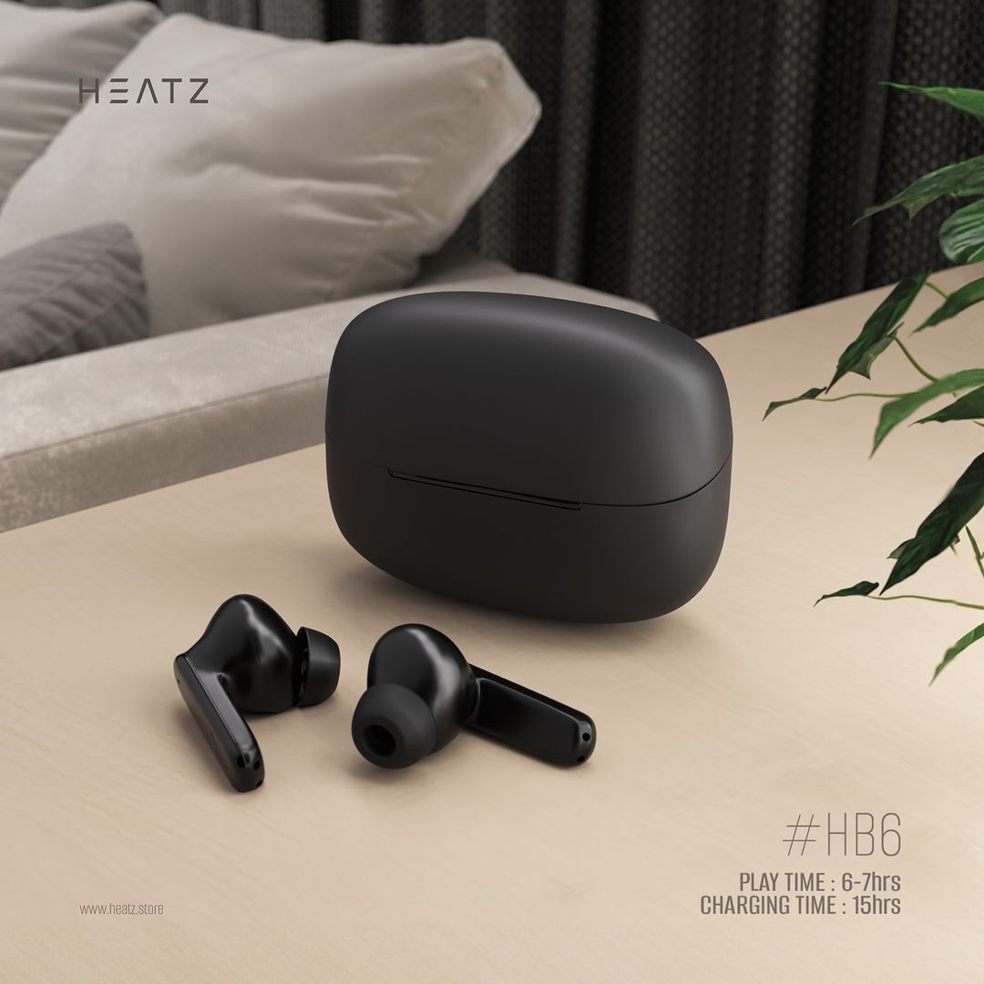 HEATZ HB6 V5.3 TWS Wireless Earphones – Noise Cancelling with ENC, Bluetooth 5.3, 400mAh Battery