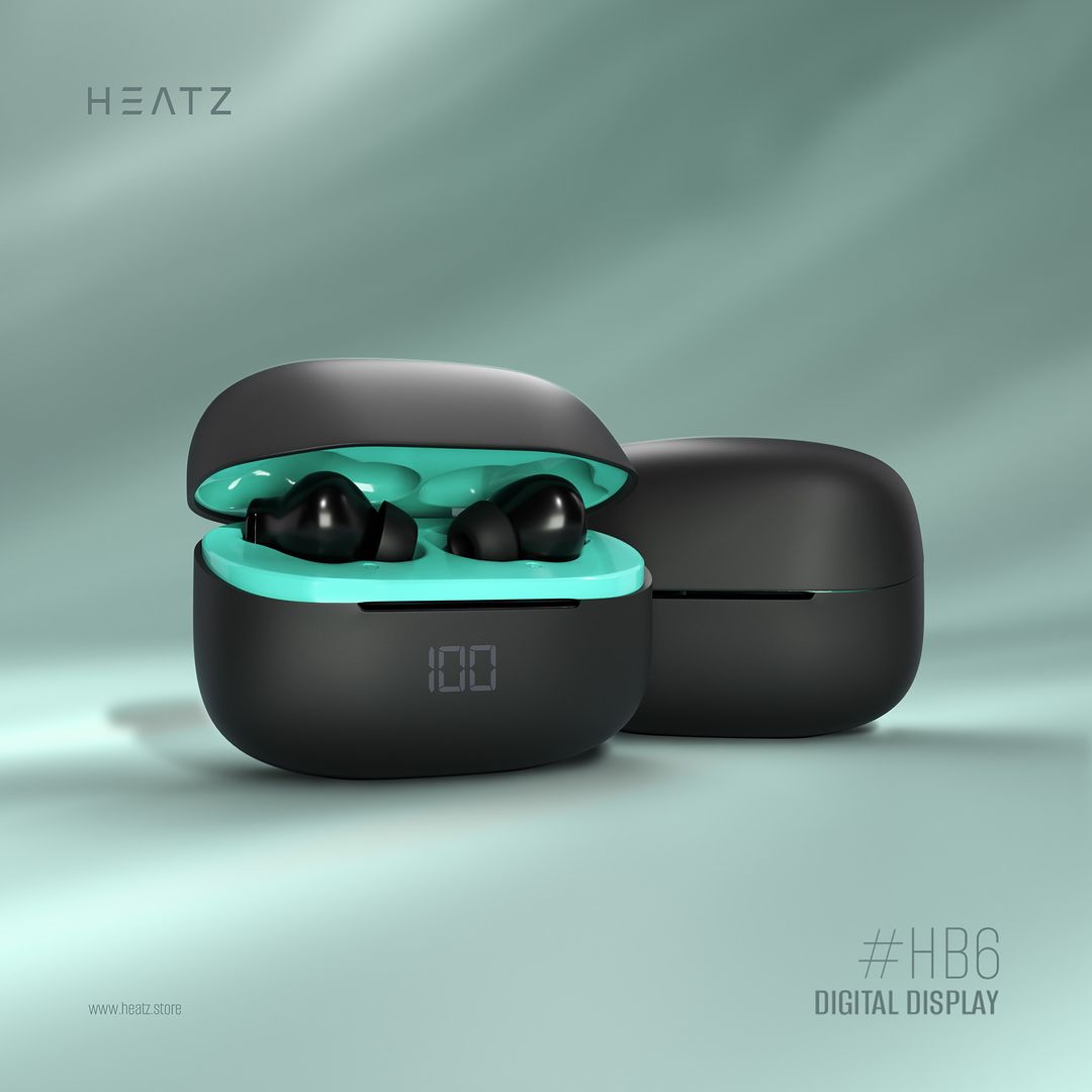 HEATZ HB6 V5.3 TWS Wireless Earphones – Noise Cancelling with ENC, Bluetooth 5.3, 400mAh Battery